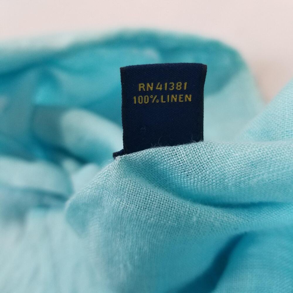 Ralph Lauren Shirt Mens XL Blue 100% Linen Aqua Blue Pink Pony Outdoor Beach - Picture 5 of 9